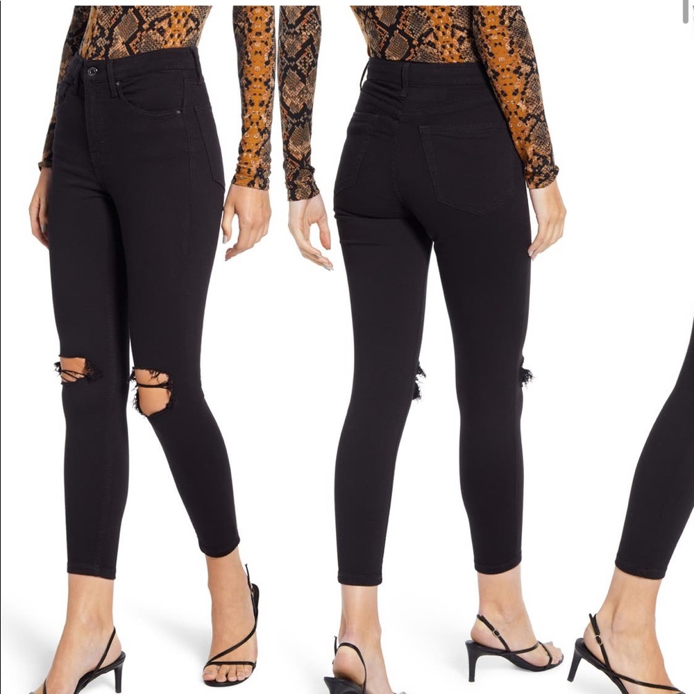 Black high waisted ripped skinny jeans